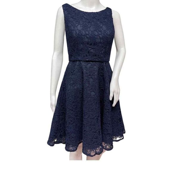 Bridesmaid Dress Size 4 Morilee Madeline Gardner Lace 2 Piece Navy Sleeveless - Picture 1 of 12